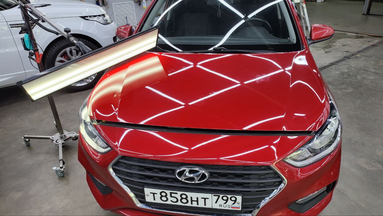 Удаление вмятин без покраски Hyundai Solaris